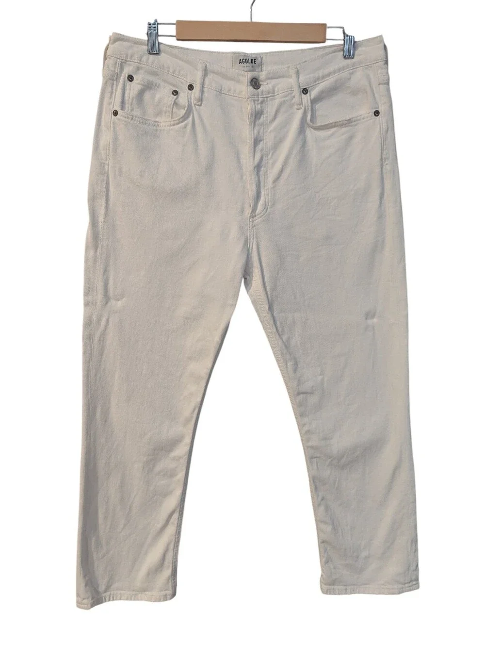 AGOLDE Riley Straight Crop  Denim Jeans In Whip High Waisted Size 32